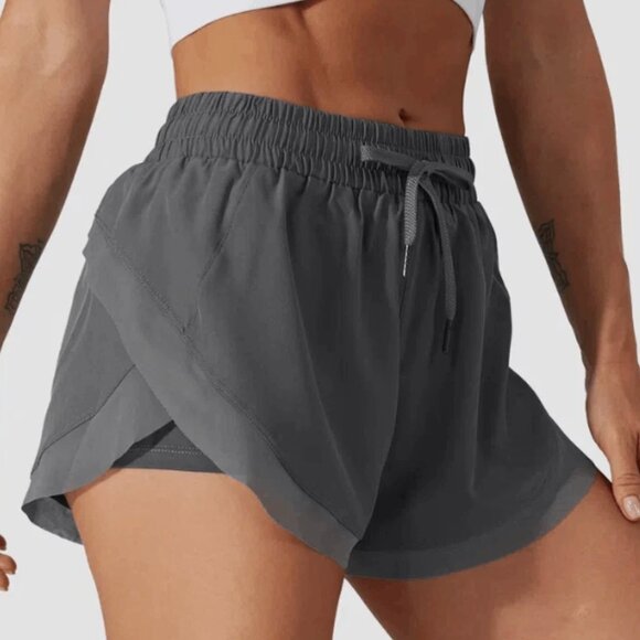 Halara Drawstring Contrast Flowy Mesh 2-in-1 Shorts Grey Medium NWT, Running - Picture 1 of 8